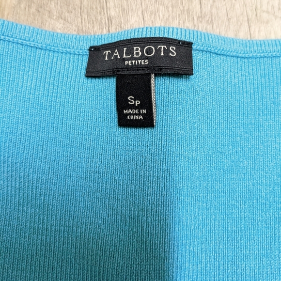 Talbots Aqua Sweater Top Scallop Hem - Picture 5 of 9